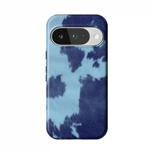 Blue Cow Print Pixel Case