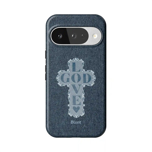 Love God Blue Cross Pixel Case