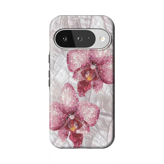 Pink Mosaic Orchids Pixel Case