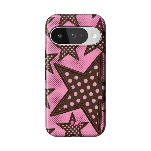 Pink Polka Star Pixel Case