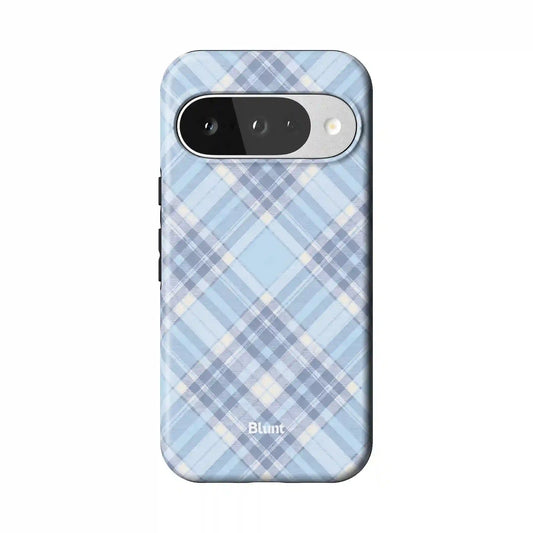 Baby Blue Plaid Pixel Case