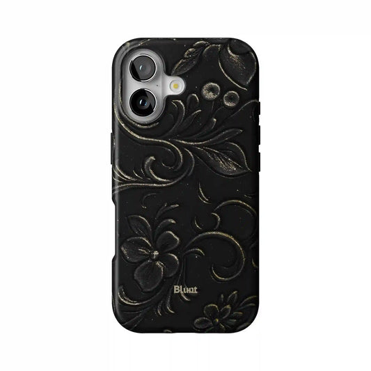 Black Tooled Leather iPhone Case
