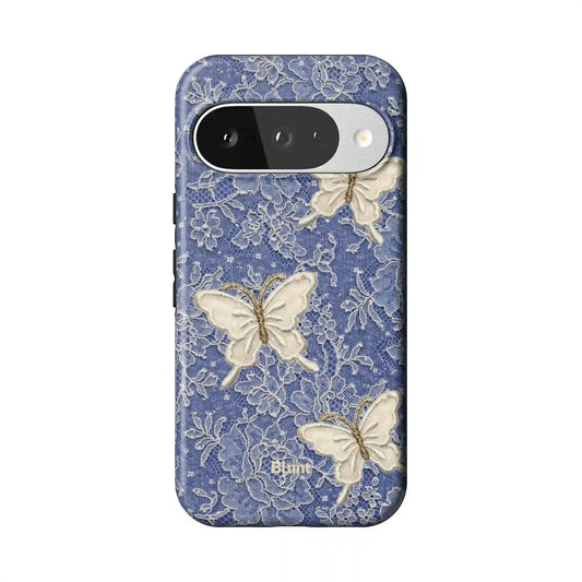 Blue Lace Butterfly Pixel Case