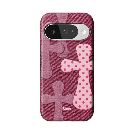 Pink Polka Patch Pixel Case