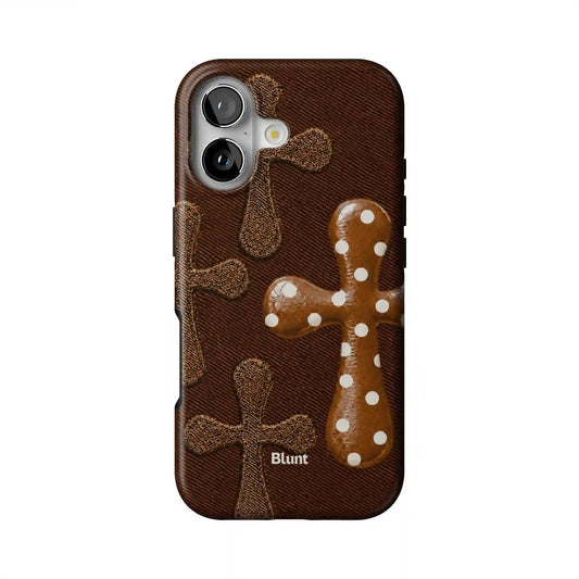 Brown Polka Cross iPhone Case