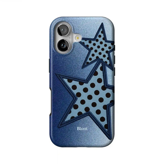 Blue Polka Star iPhone Case