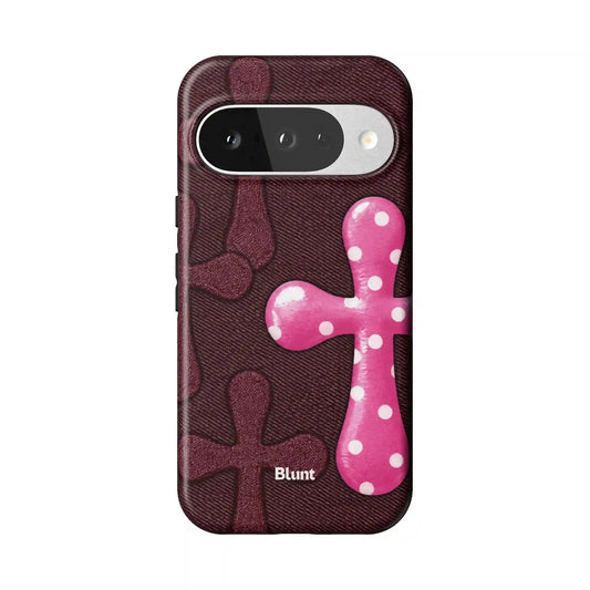 Pink Polka Cross Pixel Case
