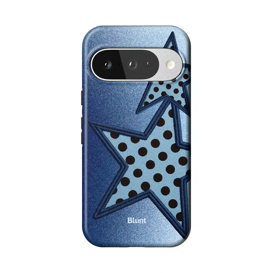 Blue Polka Star Pixel Case