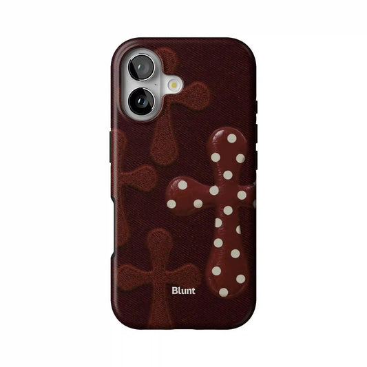 Maroon Polka Cross iPhone Case