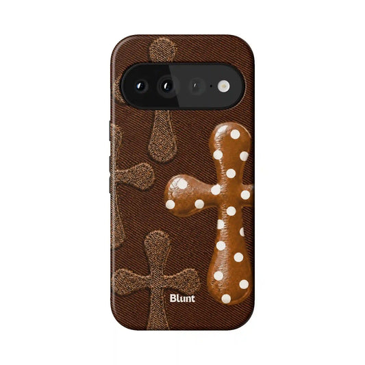 Brown Polka Cross Pixel Case
