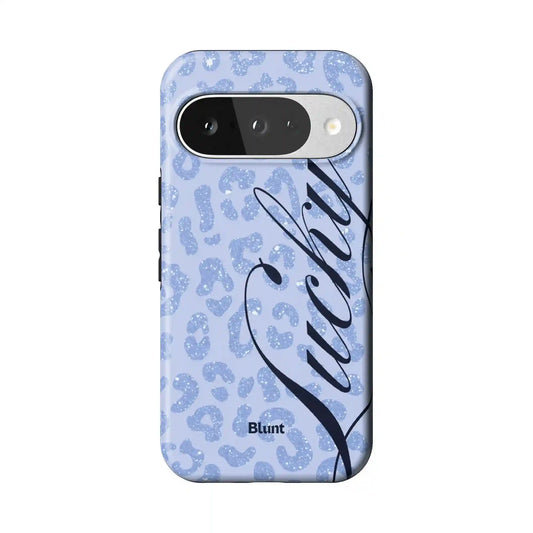 Blue Cheetah Lucky Pixel Case