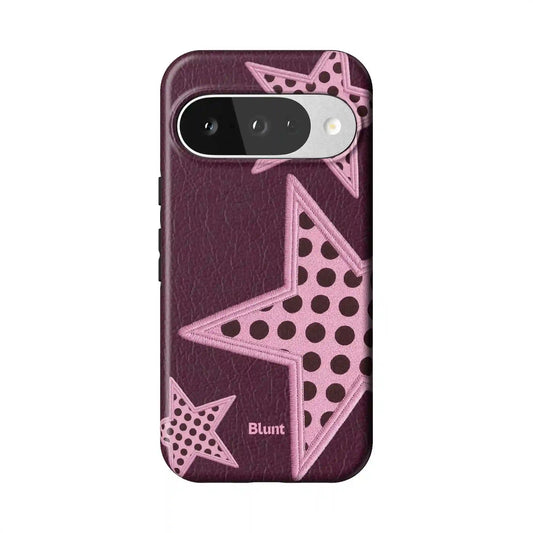 Plum Polka Star Pixel Case