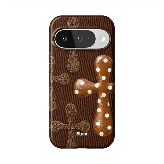 Brown Polka Cross Pixel Case
