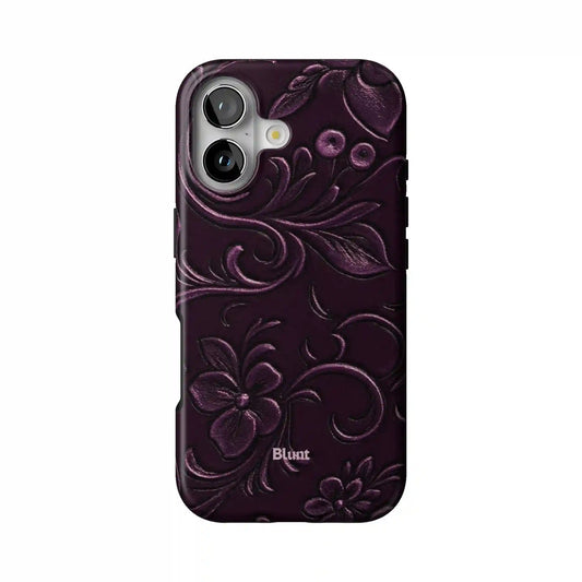 Plum Tooled Leather iPhone Case