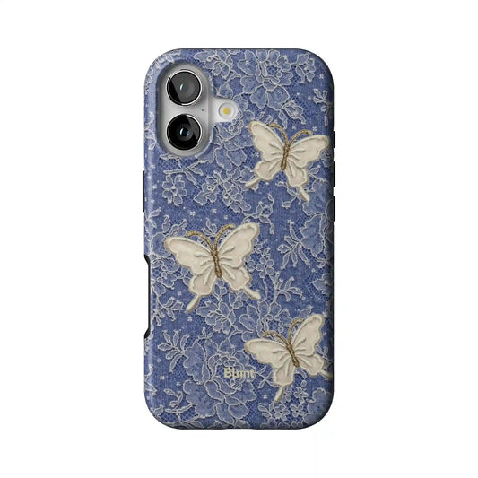 Blue Lace Butterfly iPhone Case