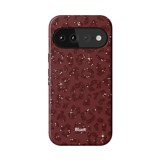 Burgundy Cheetah Print Pixel Case