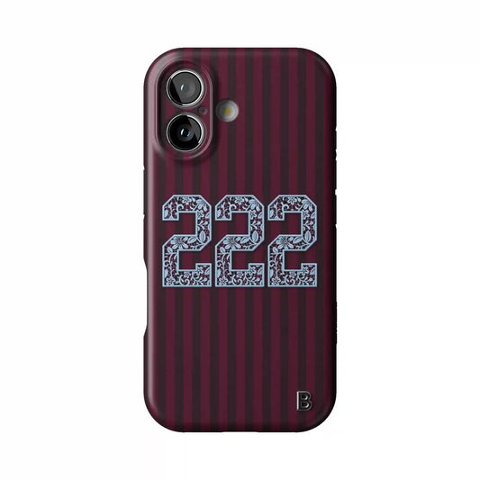 222 Striped Burgundy Statement iPhone Case
