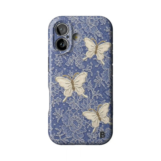 Blue Lace Butterfly Statement iPhone Case