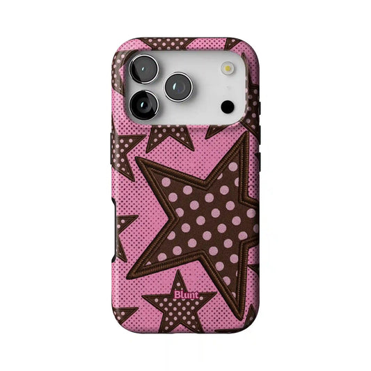 Pink Polka Star iPhone Case