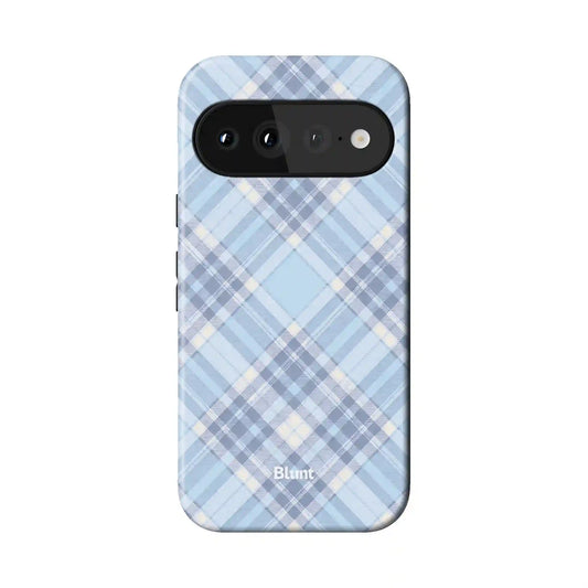 Baby Blue Plaid Pixel Case