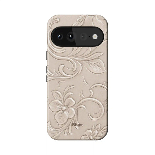 White Tooled Leather Pixel Case