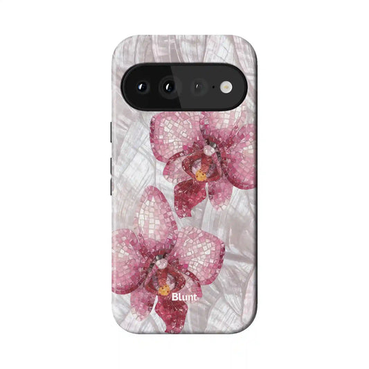 Pink Mosaic Orchids Pixel Case