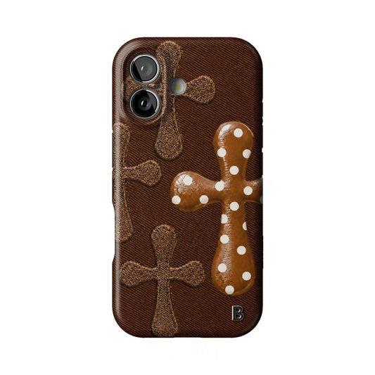 Brown Polka Cross Statement iPhone Case