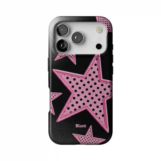 Midnight Pink Polka Star iPhone Case