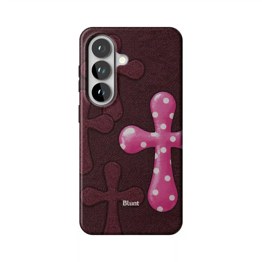 Pink Polka Cross Samsung Case
