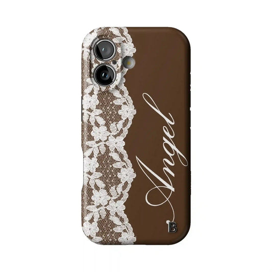 Brown Lace Angel Statement iPhone Case