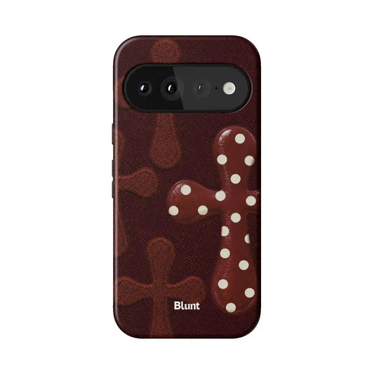 Maroon Polka Cross Pixel Case