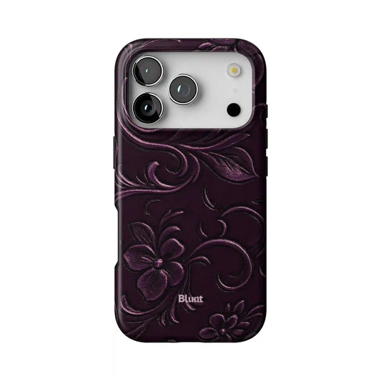 Plum Tooled Leather iPhone Case