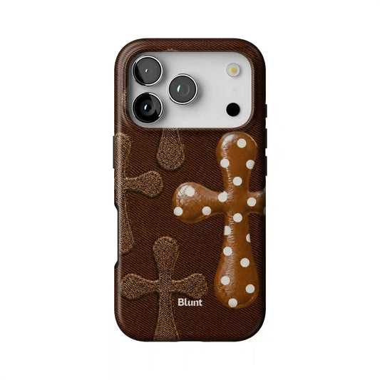 Brown Polka Cross iPhone Case