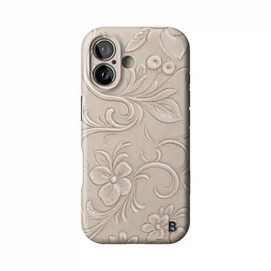 White Tooled Leather Statement iPhone Case