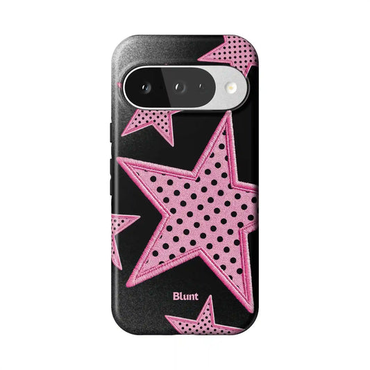 Midnight Pink Polka Star Pixel Case