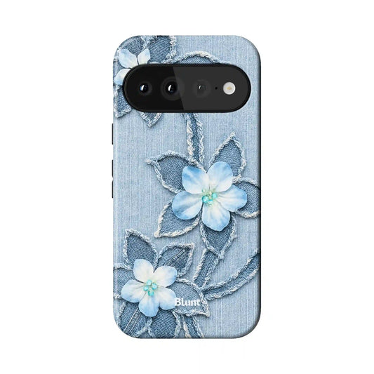 Denim Blue Bloom Pixel Case