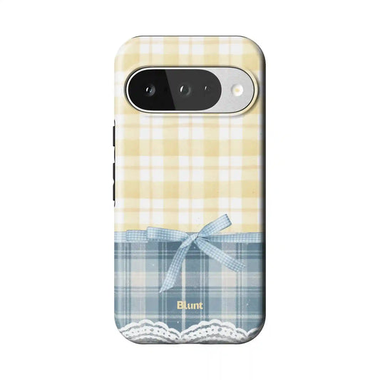 Blue Lemonplaid Pixel Case