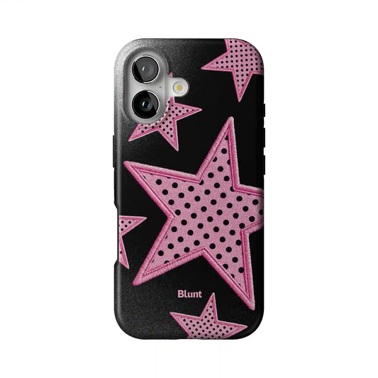Midnight Pink Polka Star iPhone Case