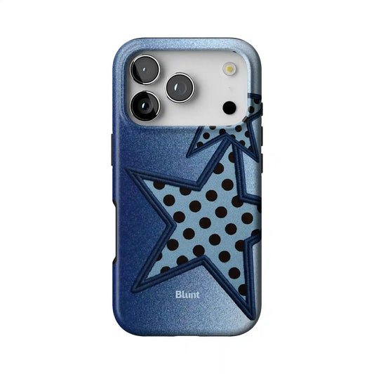 Blue Polka Star iPhone Case