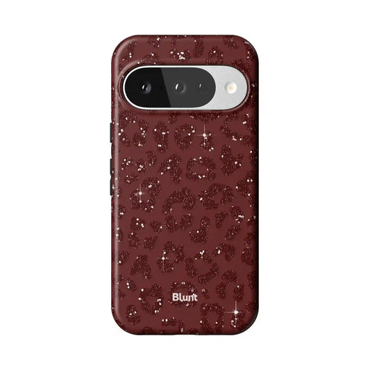 Burgundy Cheetah Print Pixel Case