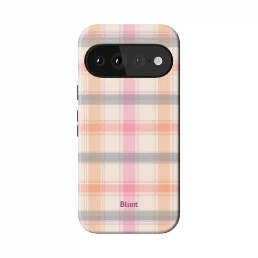 Peachy Plaid Pixel Case
