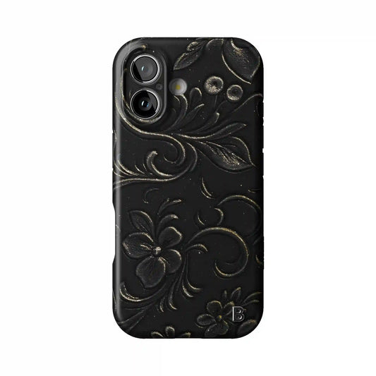 Black Tooled Leather Statement iPhone Case