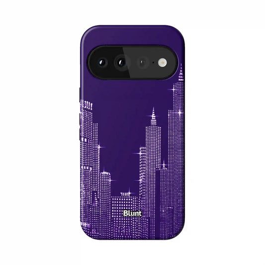 Purple Nyc Skyeline Pixel Case