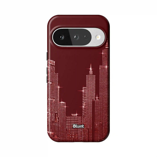 Crimson Nyc Skyeline Pixel Case