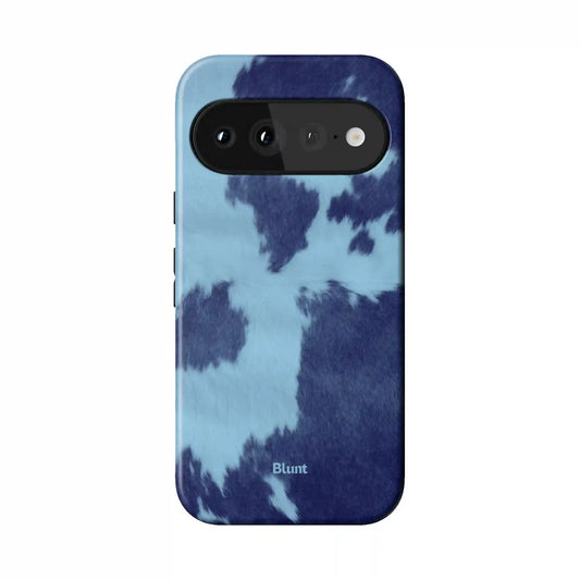 Blue Cow Print Pixel Case
