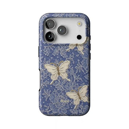 Blue Lace Butterfly iPhone Case
