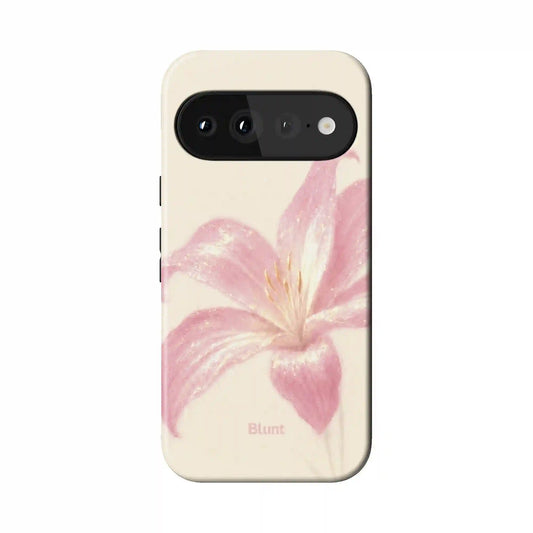 White Blushed Lilly Pixel Case