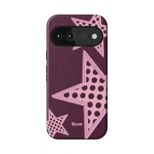 Plum Polka Star Pixel Case