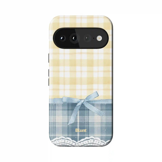 Blue Lemonplaid Pixel Case