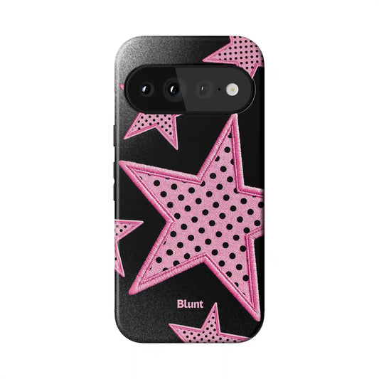 Midnight Pink Polka Star Pixel Case